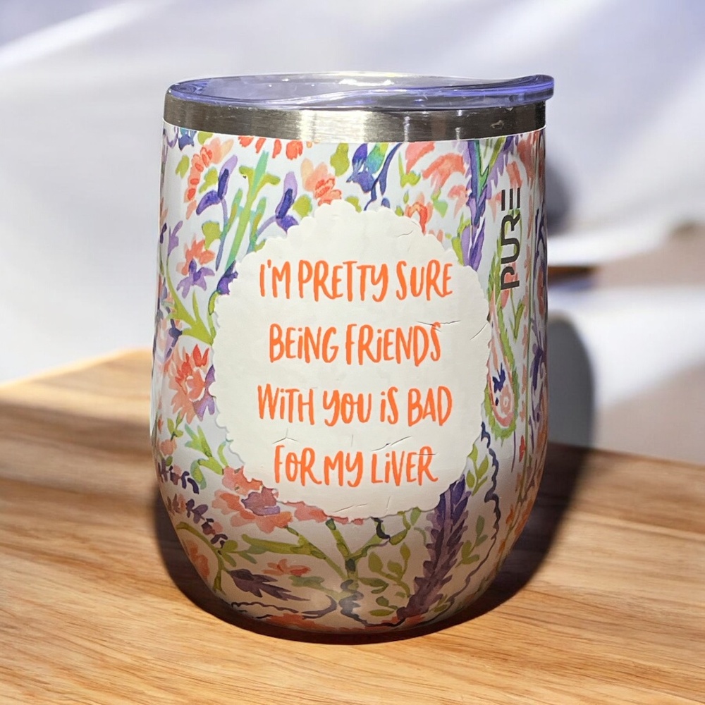 PURE Drinkware Friends Stainless Steel Stemless Wine Mug - 8 oz